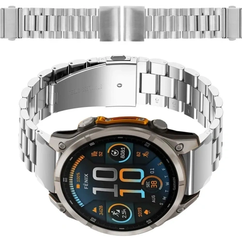 Kup Pasek ze stali nierdzewnej Bizon Strap Watch Aura do Smartwatcha 22mm srebrny - BIZ8626 - {ean13} - Sklep Home Screen