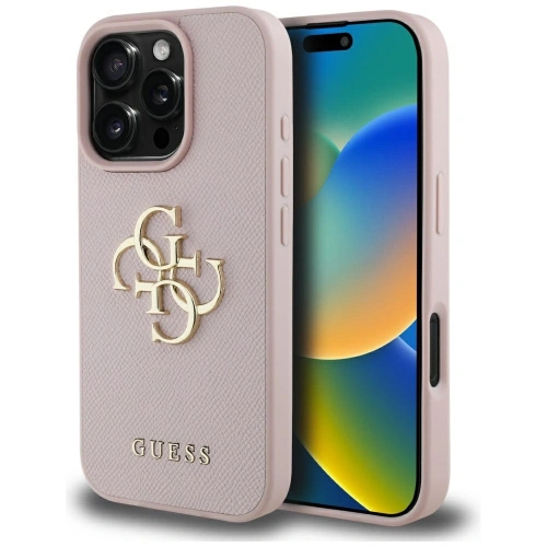 Kup Guess Logo Grained Big 4G Logo Small Classic Apple iPhone 16 Pro Max roz - GUE4369 - {ean13} - Sklep Home Screen