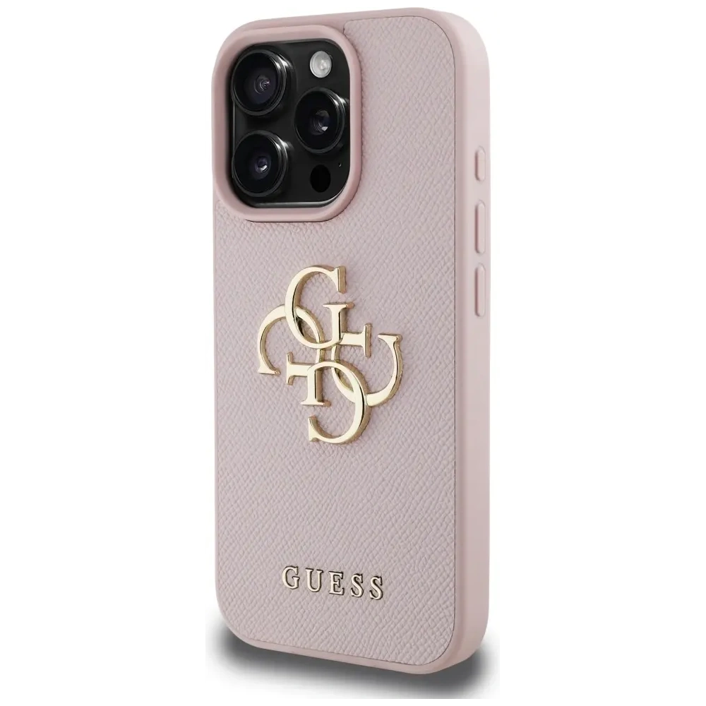 Etui Guess Grained Big 4G Logo Small Classic Logo do Apple iPhone 16 Pro Max różowy