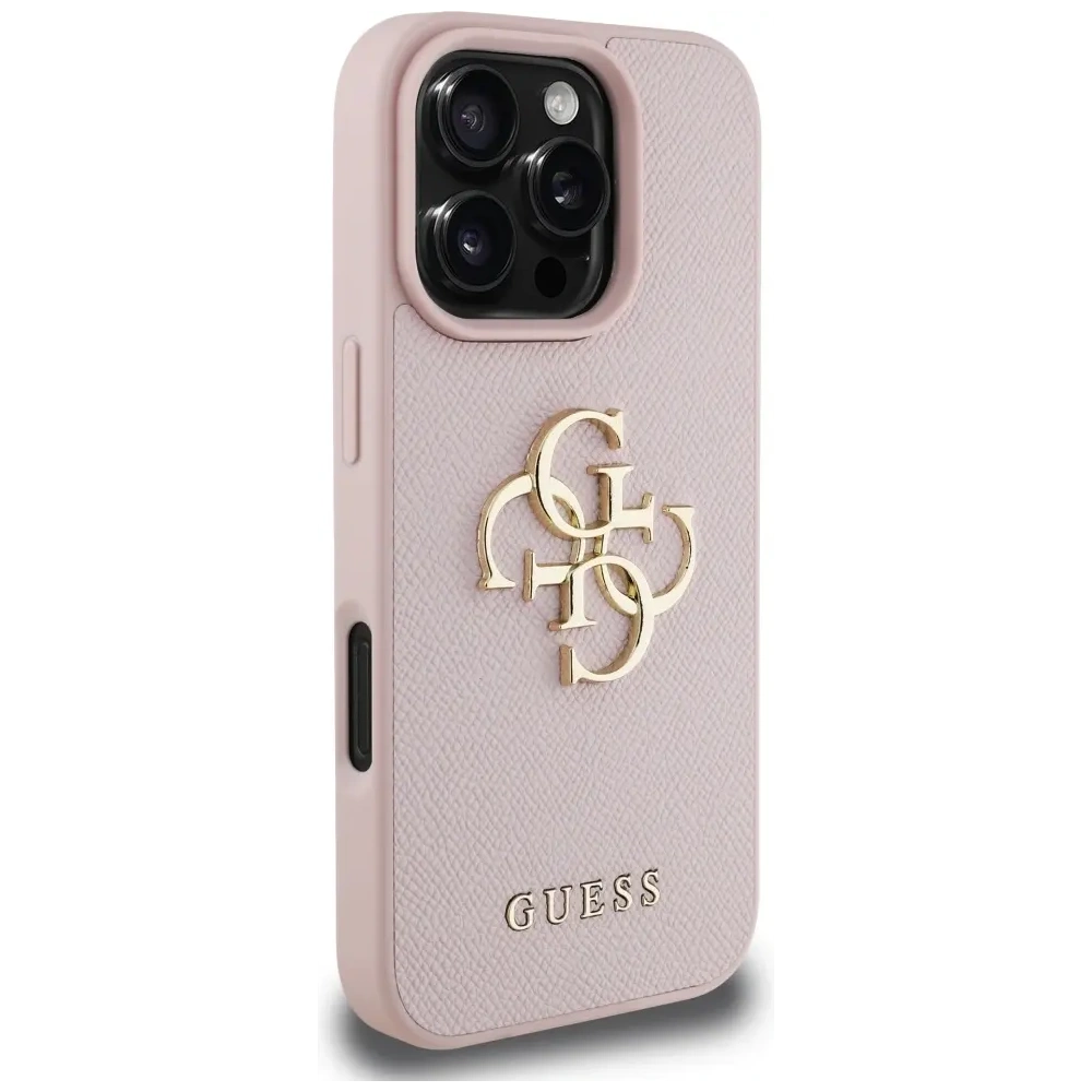Etui Guess Grained Big 4G Logo Small Classic Logo do Apple iPhone 16 Pro Max różowy