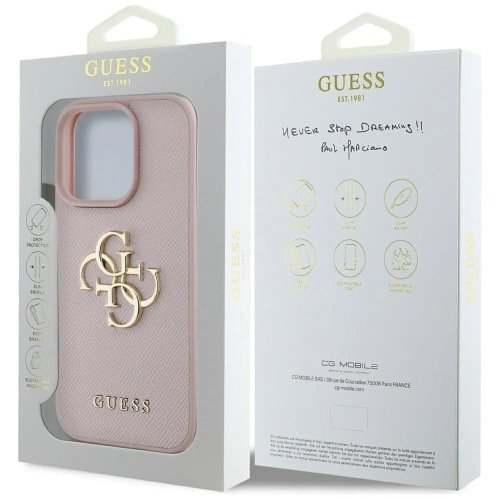 Kup Guess Logo Grained Big 4G Logo Small Classic Apple iPhone 16 Pro Max roz - GUE4369 - {ean13} - Sklep Home Screen