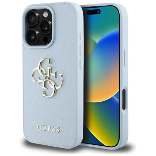 Kup Guess Granulat Mare 4G Logo Mic Logo Clasic Apple iPhone 16 Pro albastru - GUE4371 - {ean13} - Sklep Home Screen