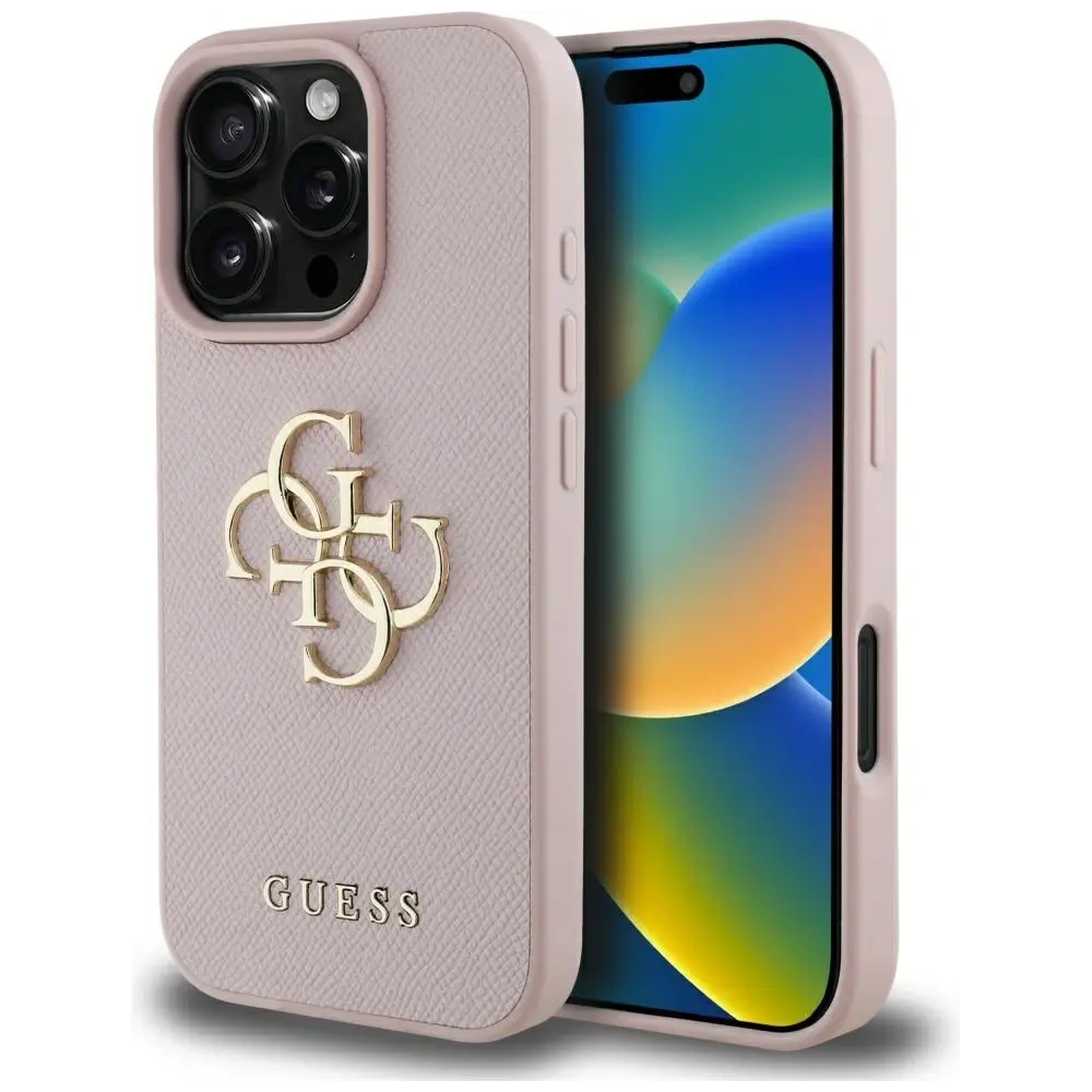 Etui Guess Grained Big 4G Logo Small Classic Logo do Apple iPhone 16 Pro różowy