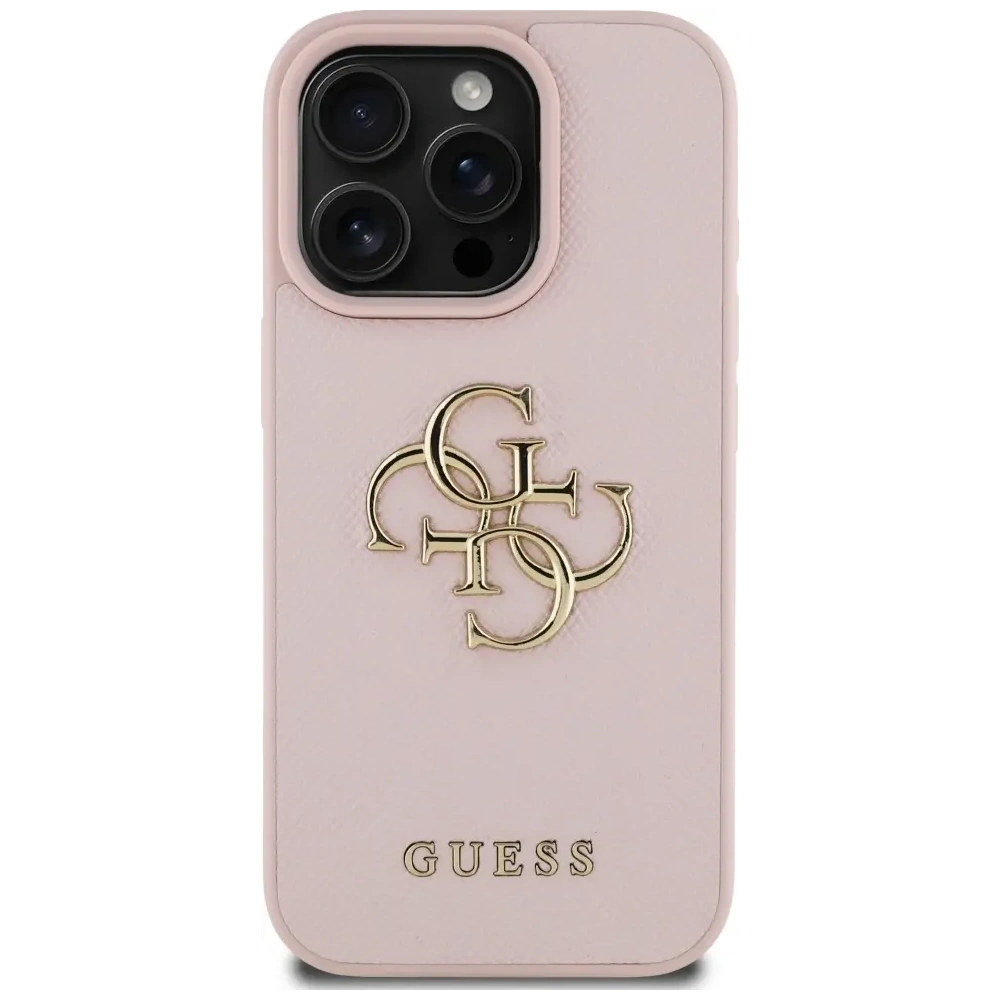 Etui Guess Grained Big 4G Logo Small Classic Logo do Apple iPhone 16 Pro różowy