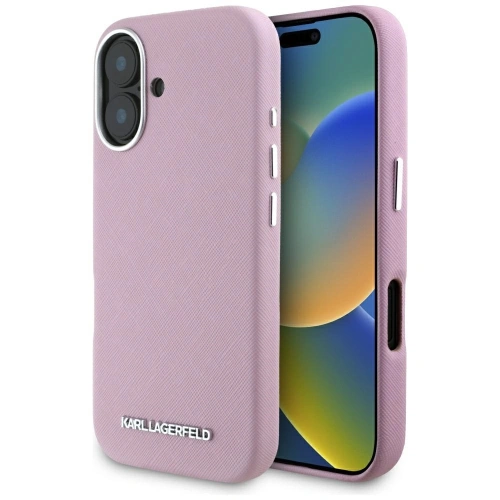 Kup Karl Lagerfeld Saffiano Voll umwickelt verlängertes Metall-Logo MagSafe Apple iPhone 16 pink - KLD21943 - {ean13} - Sklep Home Screen