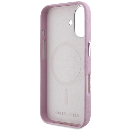Buy Karl Lagerfeld Saffiano Full Wrapped Elongated Metal Logo MagSafe Apple iPhone 16 pink - KLD21943 - {ean13} - Home Screen Store Europe