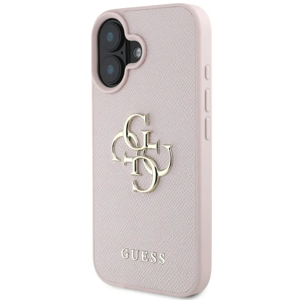 Etui Guess Grained Big 4G Logo Small Classic Logo do Apple iPhone 16 różowy