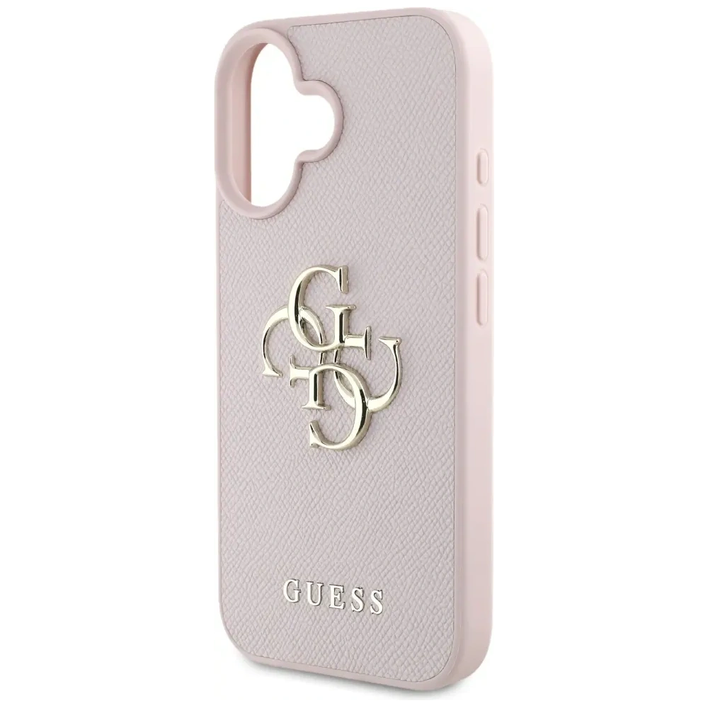 Etui Guess Grained Big 4G Logo Small Classic Logo do Apple iPhone 16 różowy