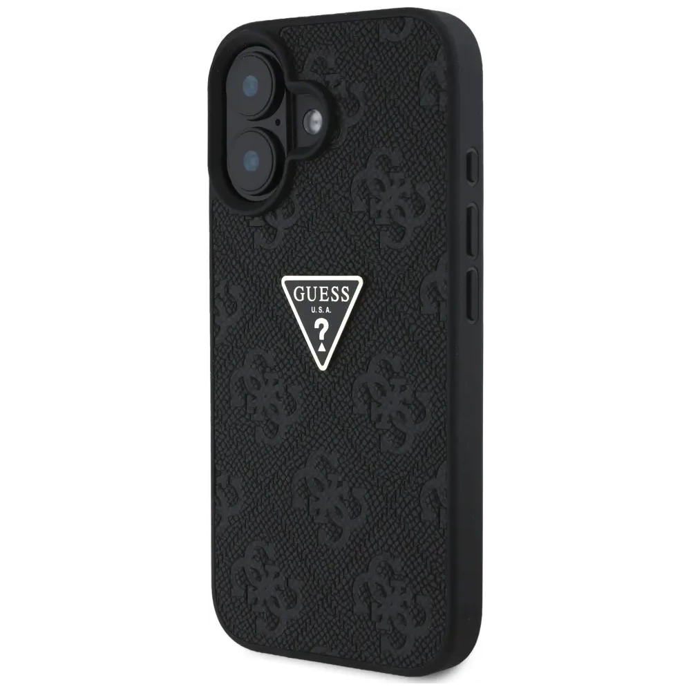 Etui Guess Hot Stamp 4G Pattern Triangle Metal Logo do Apple iPhone 16 czarny