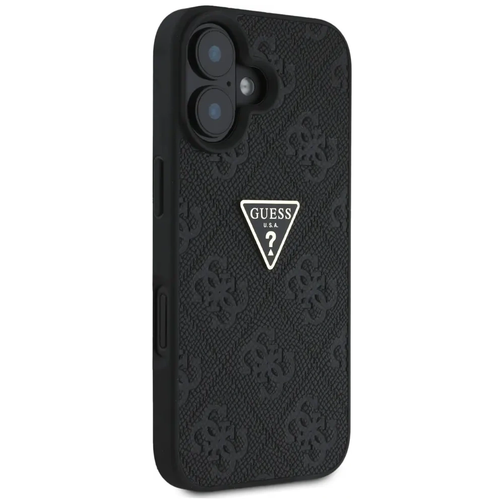 Etui Guess Hot Stamp 4G Pattern Triangle Metal Logo do Apple iPhone 16 czarny
