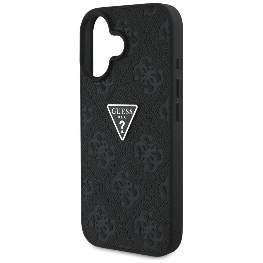 Etui Guess Hot Stamp 4G Pattern Triangle Metal Logo do Apple iPhone 16 czarny