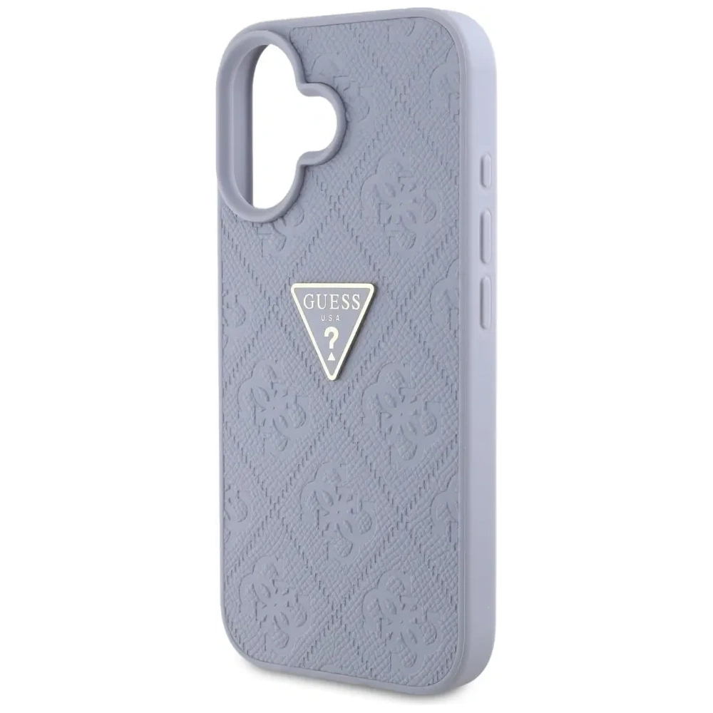 Etui Guess Hot Stamp 4G Pattern Triangle Metal Logo do Apple iPhone 16 fioletowy