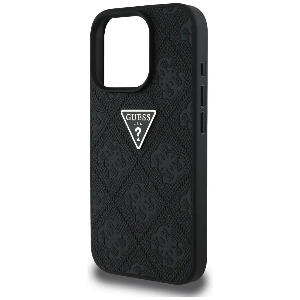 Etui Guess Hot Stamp 4G Pattern Triangle Metal Logo do Apple iPhone 16 Pro czarny