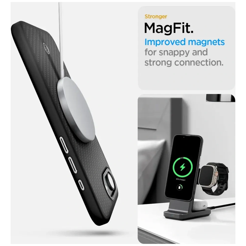 Etui Spigen Enzo Aramid Mag MagSafe Apple iPhone 16e Matte Black