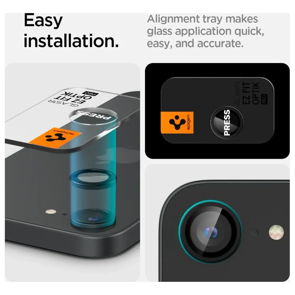 Szkło hartowane na aparat Spigen Optik Pro Glas.tr ez Fit Camera Protector Apple iPhone 16e Black [2 PACK]