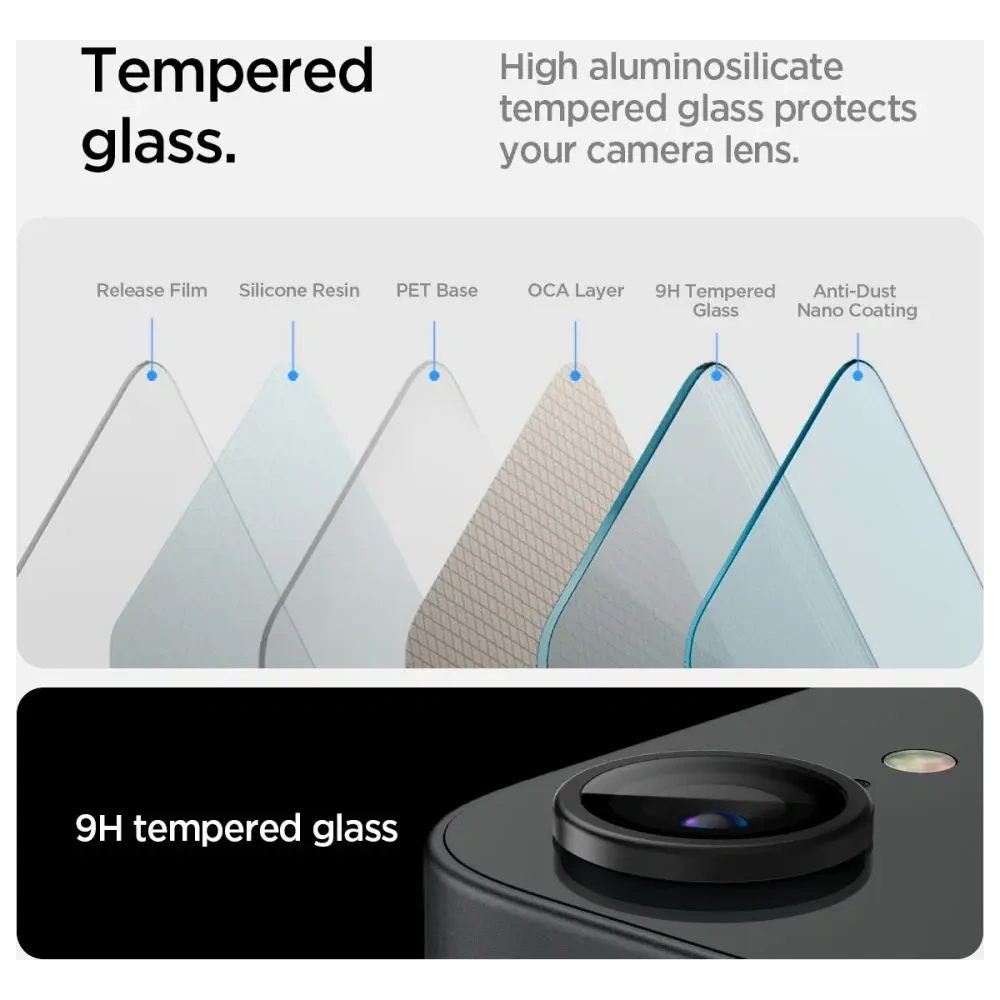 Szkło hartowane na aparat Spigen Optik Pro Glas.tr ez Fit Camera Protector Apple iPhone 16e Black [2 PACK]