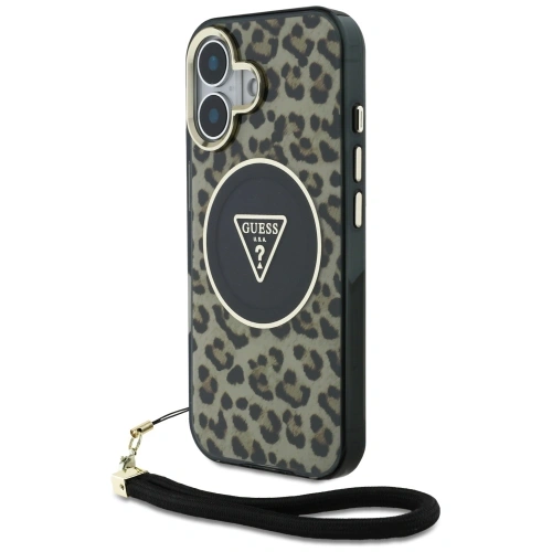 Buy Guess HC IML Leopard Triangle Cord Strap Apple iPhone 16 MagSafe brown - GUE4379 - {ean13} - Home Screen Store Europe