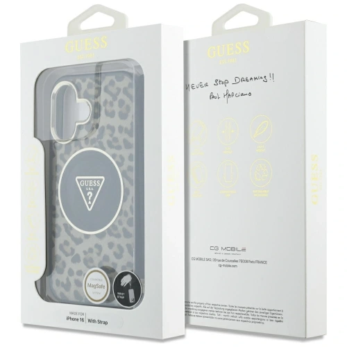 Buy Guess HC IML Leopard Triangle Cord Strap Apple iPhone 16 MagSafe brown - GUE4379 - {ean13} - Home Screen Store Europe