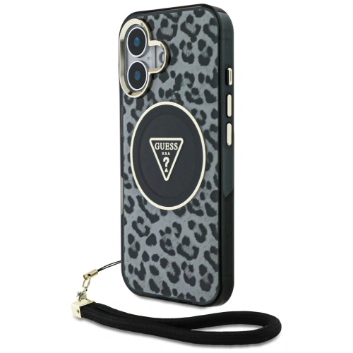 Buy Guess HC IML Leopard Triangle Cord Strap Apple iPhone 16 MagSafe black - GUE4380 - {ean13} - Home Screen Store Europe