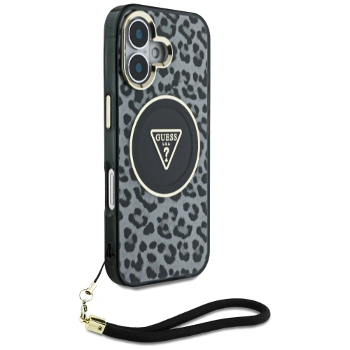 Buy Guess HC IML Leopard Triangle Cord Strap Apple iPhone 16 MagSafe black - GUE4380 - {ean13} - Home Screen Store Europe