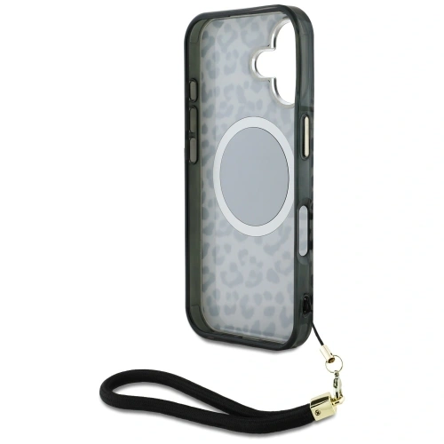 Buy Guess HC IML Leopard Triangle Cord Strap Apple iPhone 16 MagSafe black - GUE4380 - {ean13} - Home Screen Store Europe