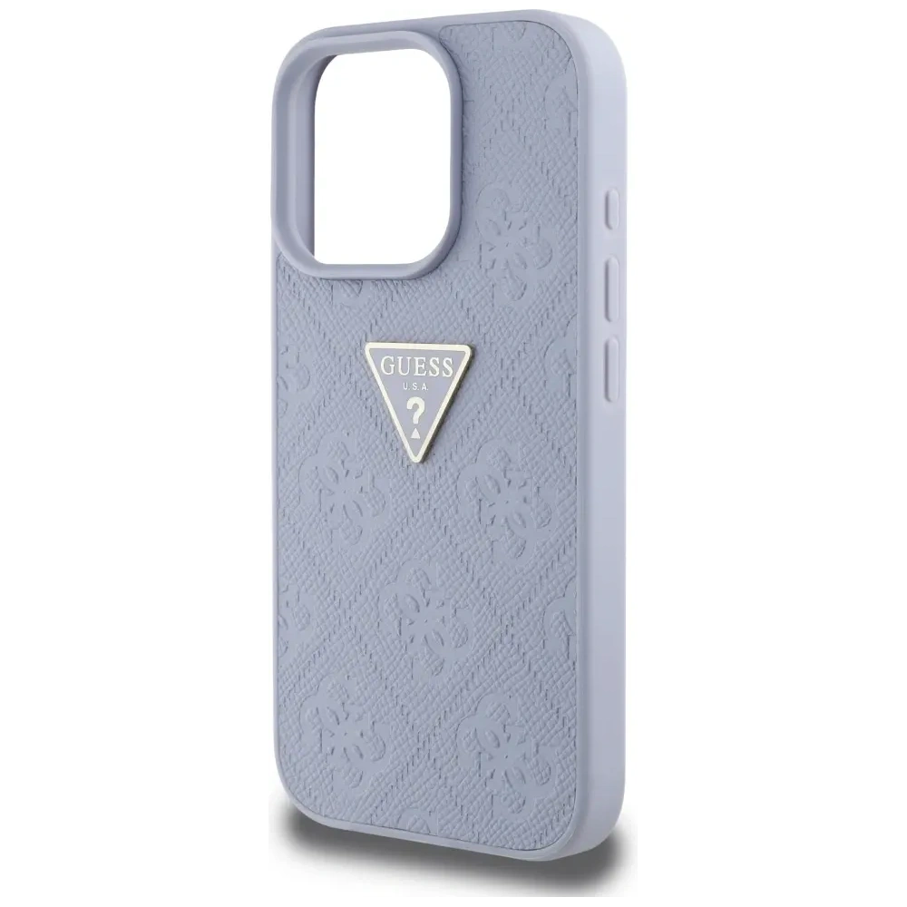 Etui Guess Hot Stamp 4G Pattern Triangle Metal Logo do Apple iPhone 16 Pro fioletowy