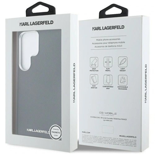 Kup Etui Karl Lagerfeld Saffiano Full Wrapped Elongated Metal Logo MagSafe pro Samsung Galaxy S25 Ultra černé - KLD21945 - {ean13} - Sklep Home Screen