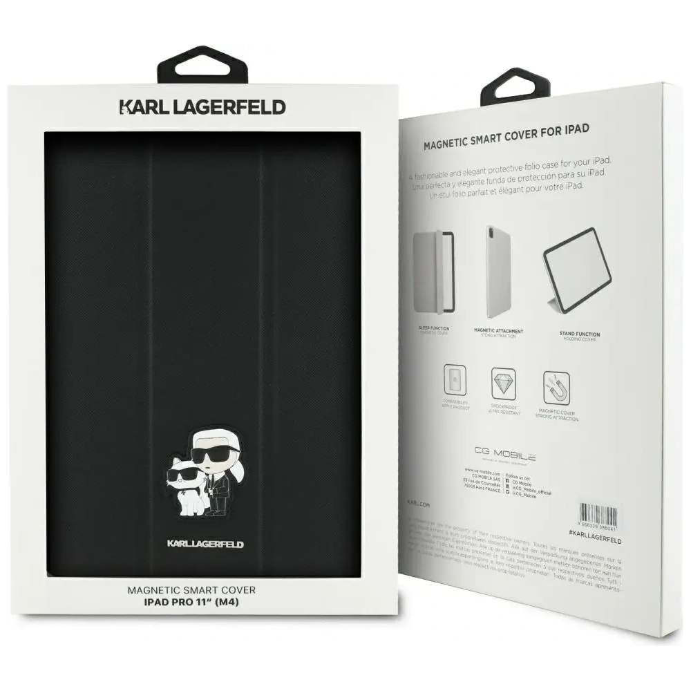 Etui Karl Lagerfeld KLFC11PM24SAKCK Apple iPad Pro 11" 2024 (5. generacji) Book Cover Saffiano Magnetic Karl &Choupette czarny/black