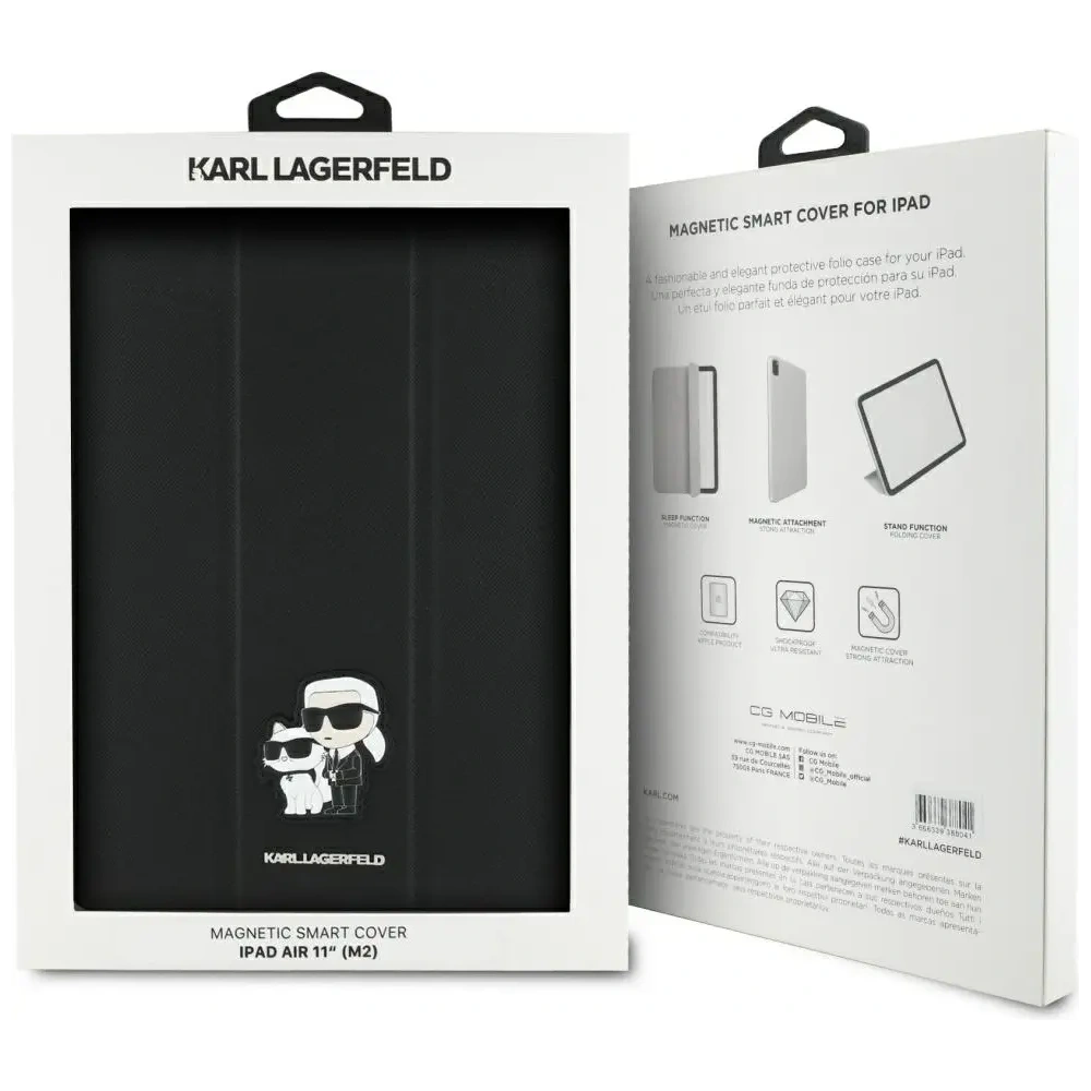 Etui Karl Lagerfeld KLFC11RM24SAKCK Apple iPad Air 11" 2024 (6. generacji) Book Cover Saffiano Magnetic Karl &Choupette czarny/black