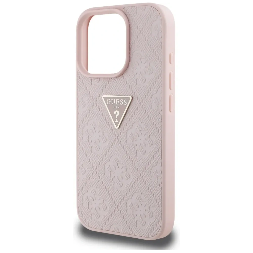 Etui Guess Hot Stamp 4G Pattern Triangle Metal Logo do Apple iPhone 16 Pro Max różowy