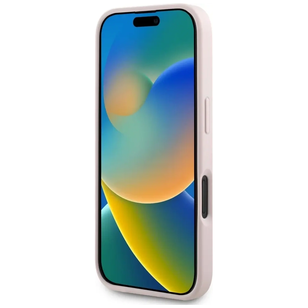 Etui Guess Hot Stamp 4G Pattern Triangle Metal Logo do Apple iPhone 16 różowy