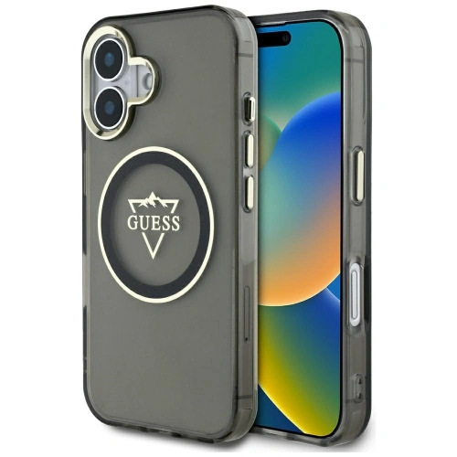 Kup Etui Guess IML Metal Mountain Logo MagSafe pro Apple iPhone 16 černé - GUE4387 - {ean13} - Sklep Home Screen