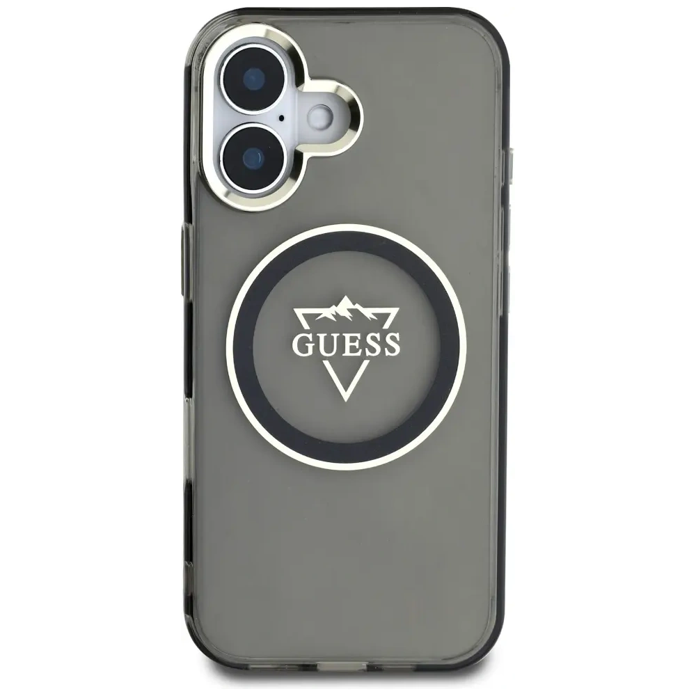 Etui Guess IML Metal Mountain Logo MagSafe do Apple iPhone 16 czarny