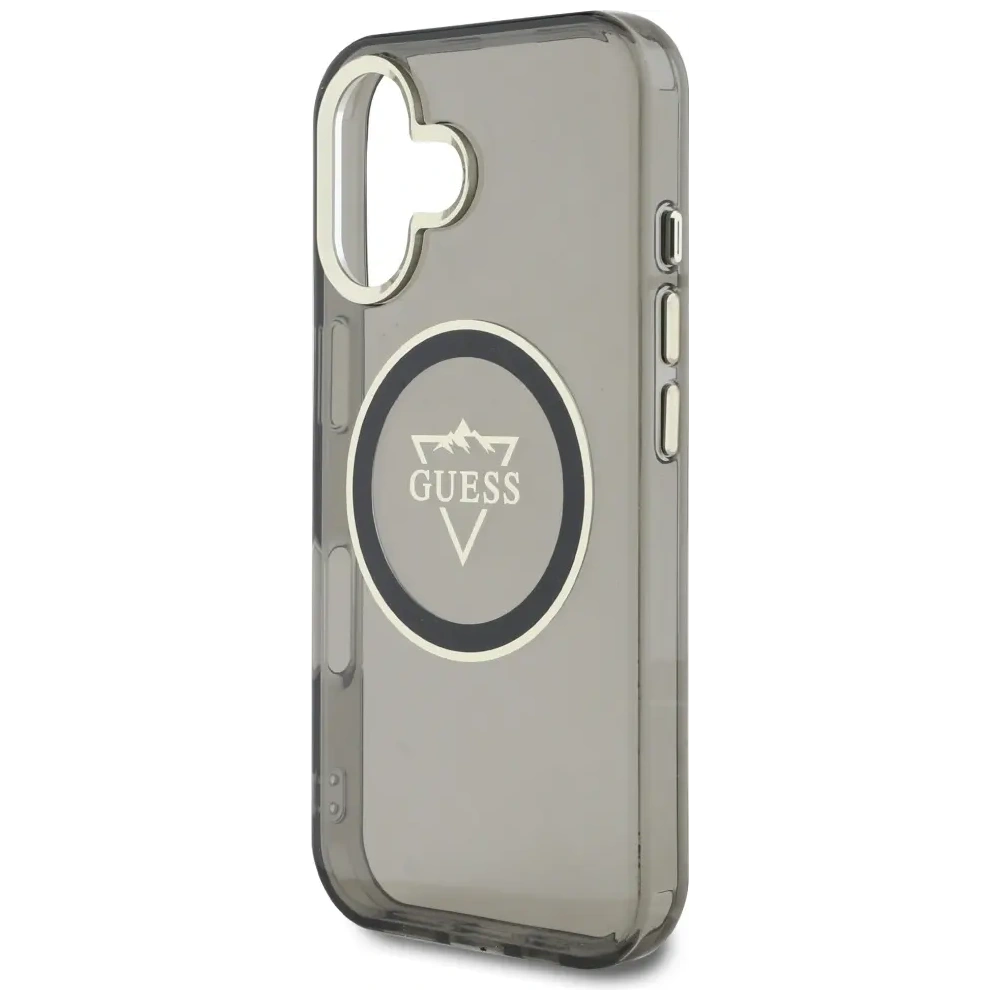 Etui Guess IML Metal Mountain Logo MagSafe do Apple iPhone 16 czarny