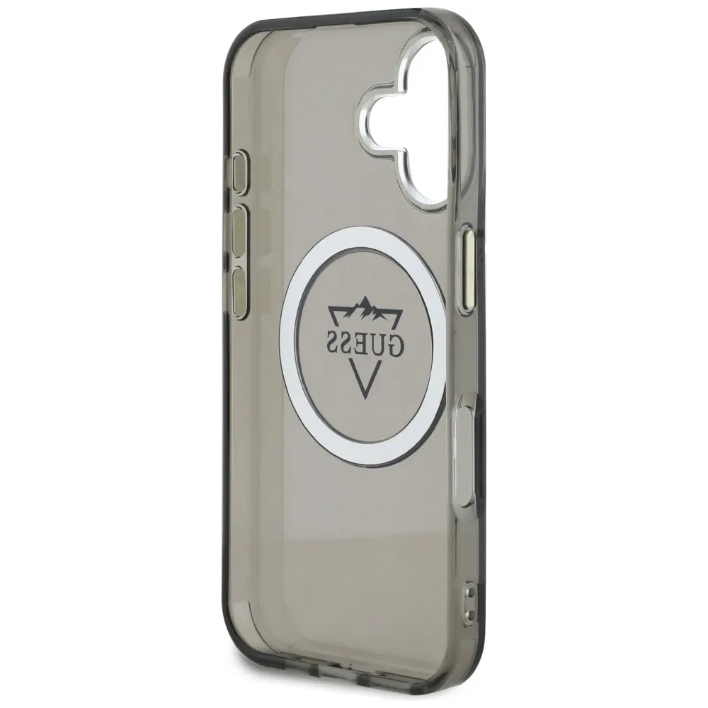 Etui Guess IML Metal Mountain Logo MagSafe do Apple iPhone 16 czarny
