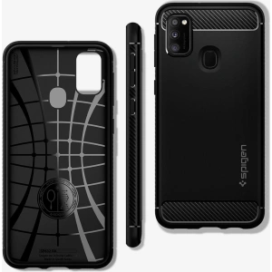 Kup Spigen Samsung Tasche Rugged Armor Galaxy M21 Mattschwarz - SPN1111BLK - {ean13} - Sklep Home Screen