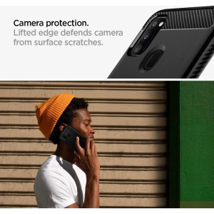 Kup Spigen Samsung Tasche Rugged Armor Galaxy M21 Mattschwarz - SPN1111BLK - {ean13} - Sklep Home Screen