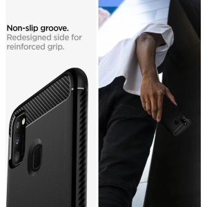 Kup Spigen Samsung Tasche Rugged Armor Galaxy M21 Mattschwarz - SPN1111BLK - {ean13} - Sklep Home Screen