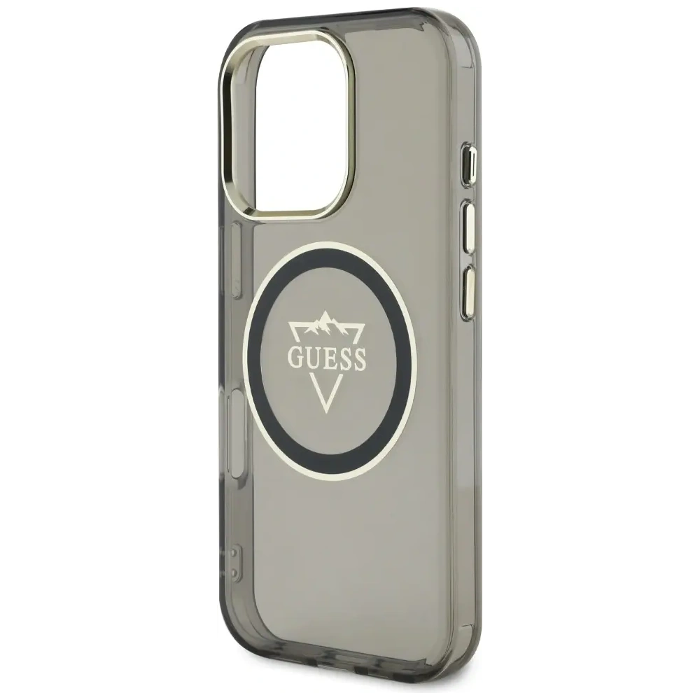 Etui Guess IML Metal Mountain Logo MagSafe do Apple iPhone 16 Pro Max czarny