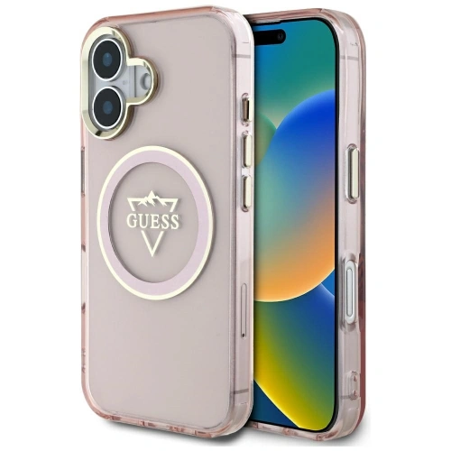 Kup Etui Guess IML Metal Mountain Logo MagSafe pro Apple iPhone 16 růžové - GUE4392 - {ean13} - Sklep Home Screen