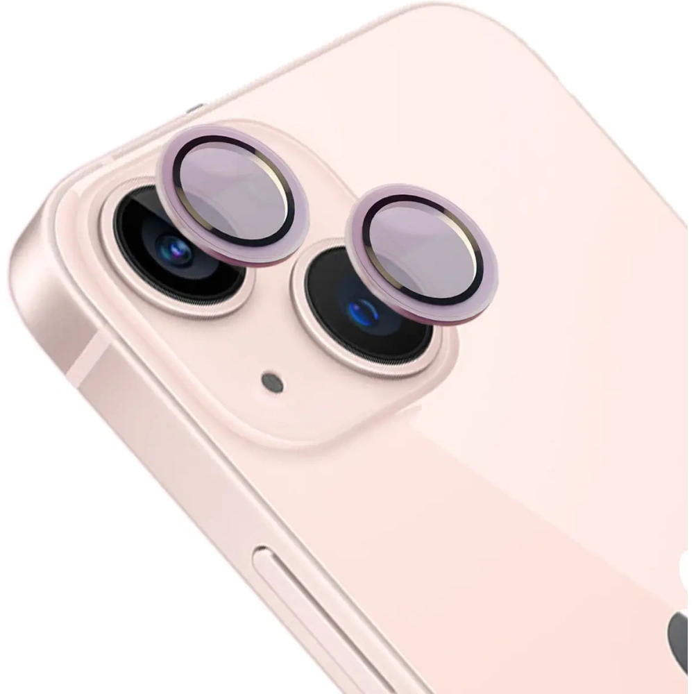 Szkło na aparat z aplikatorem Bizon Glass Snap Lens do Apple iPhone 13 / 13 Mini jasnoróżowe