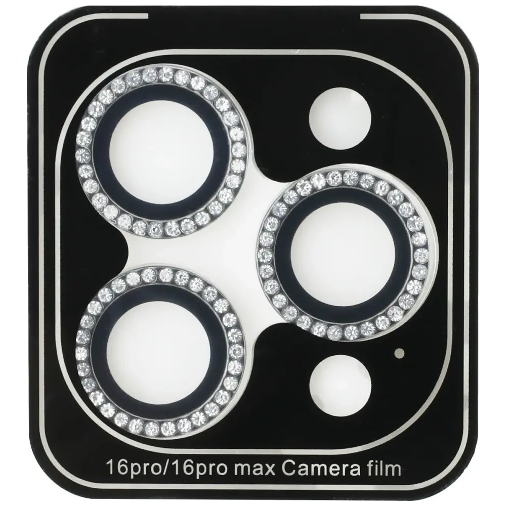 Zestaw 2w1 Guess BP Rhinestone szkło na ekran i obiektyw aparatu do Apple iPhone 16 Pro Max srebrny