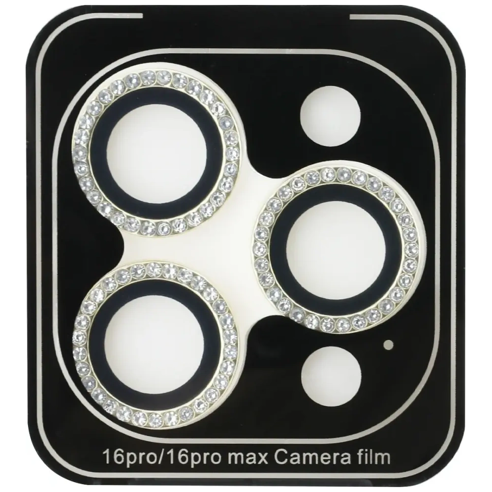 Zestaw 2w1 Guess BP Rhinestone szkło na ekran i obiektyw aparatu do Apple iPhone 16 Pro Max złoty