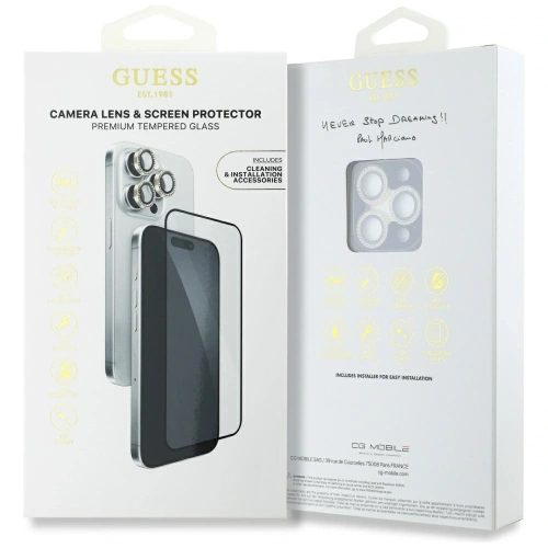 Buy Guess BP Rhinestone 2in1 set tempered glass + lens protector Apple iPhone 16 Pro Max gold - GUE4395 - {ean13} - Home Screen Store Europe