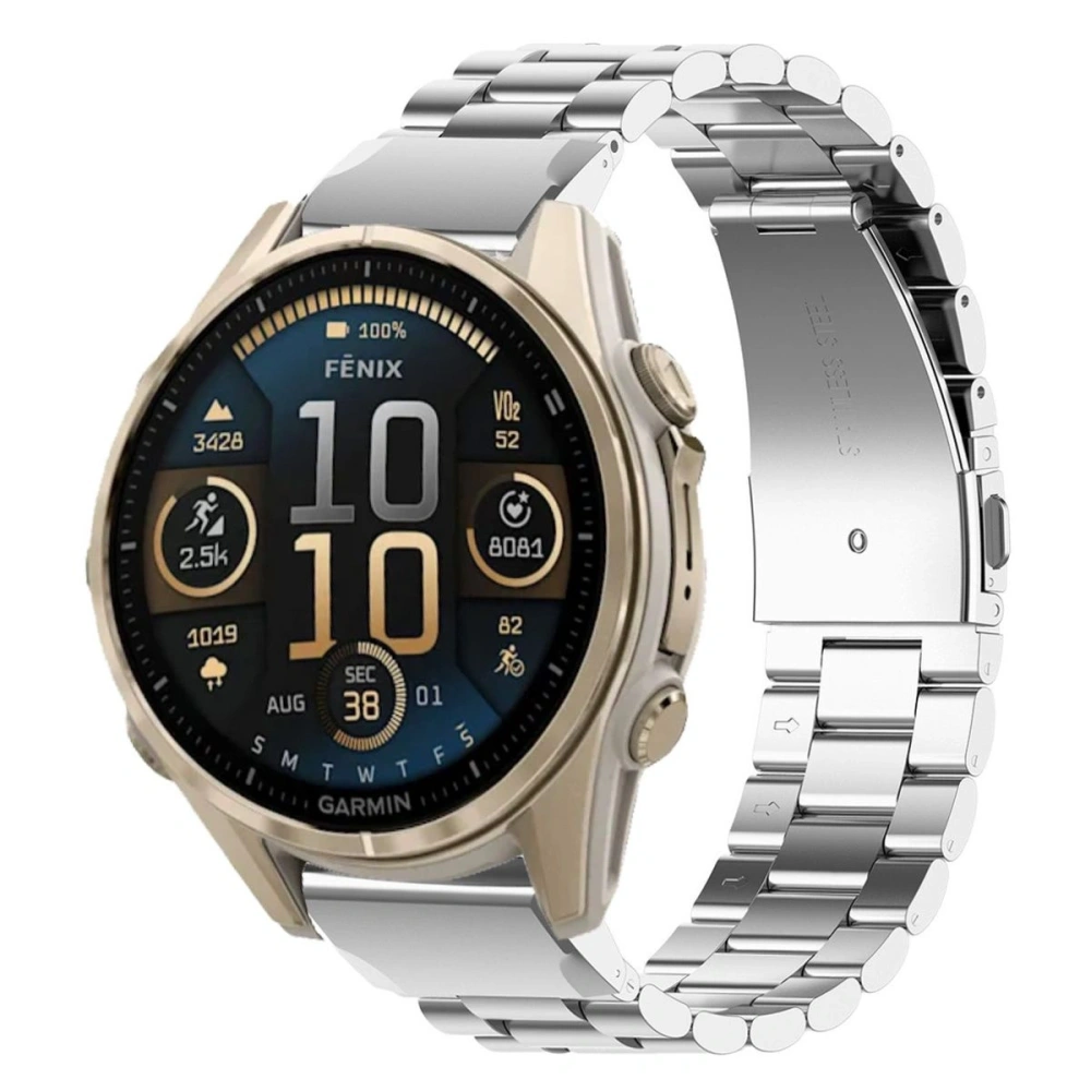 Pasek ze stali nierdzewnej Bizon Strap Watch Aura do Smartwatcha 20 mm srebrny