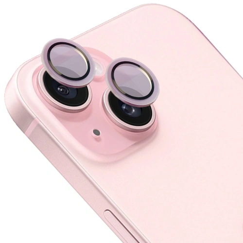 Buy Bizon Glass Snap Lens Apple iPhone 15 / 15 Plus light pink frame - BIZ8636 - {ean13} - Home Screen Store Europe