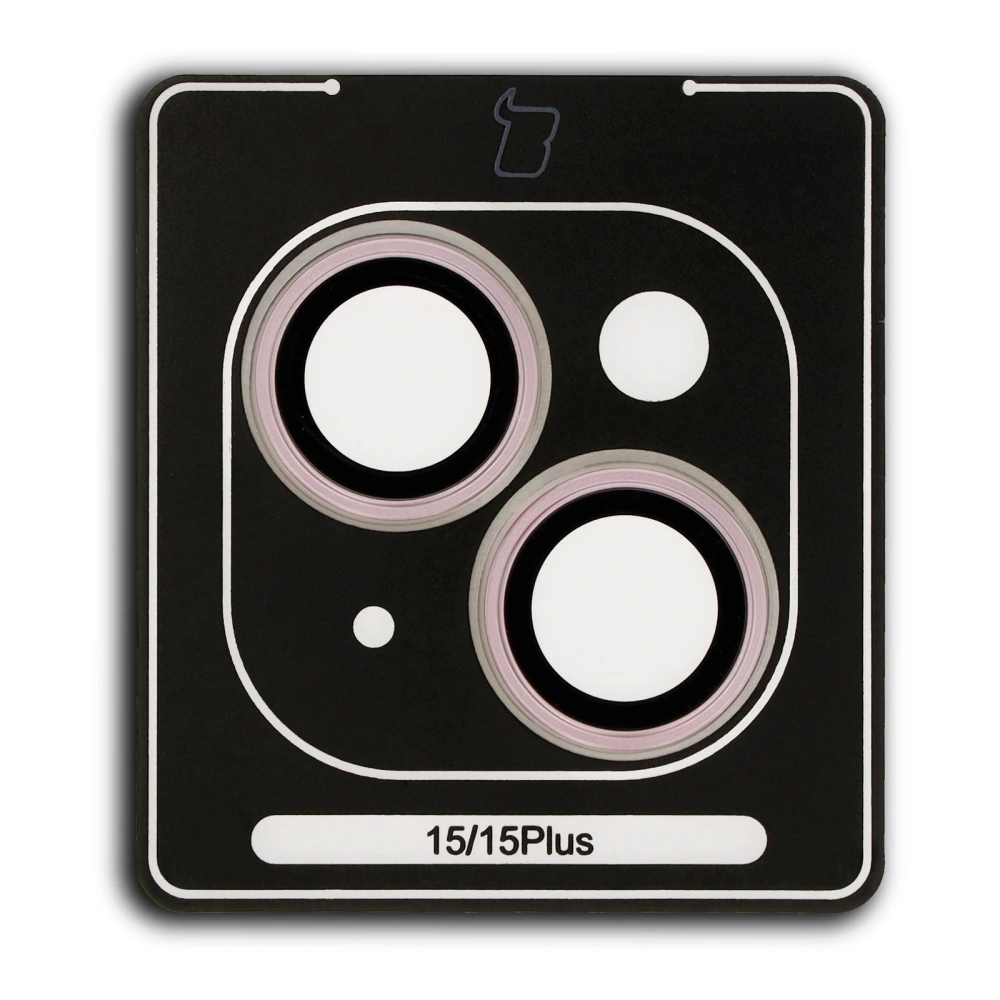 Szkło na aparat z aplikatorem Bizon Glass Snap Lens do Apple iPhone 15 / 15 Plus jasnoróżowe