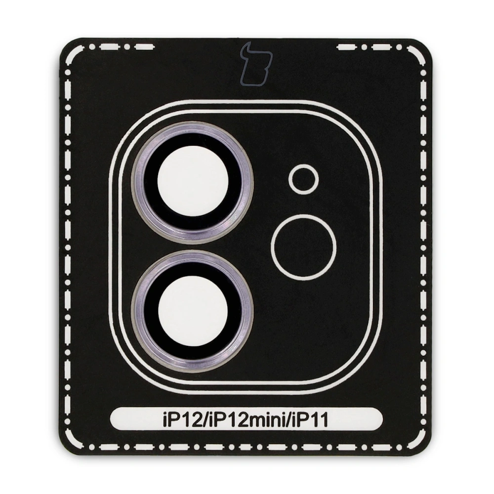 Szkło na aparat z aplikatorem Bizon Glass Snap Lens do Apple iPhone 12 / 12 Mini / 11 fioletowe