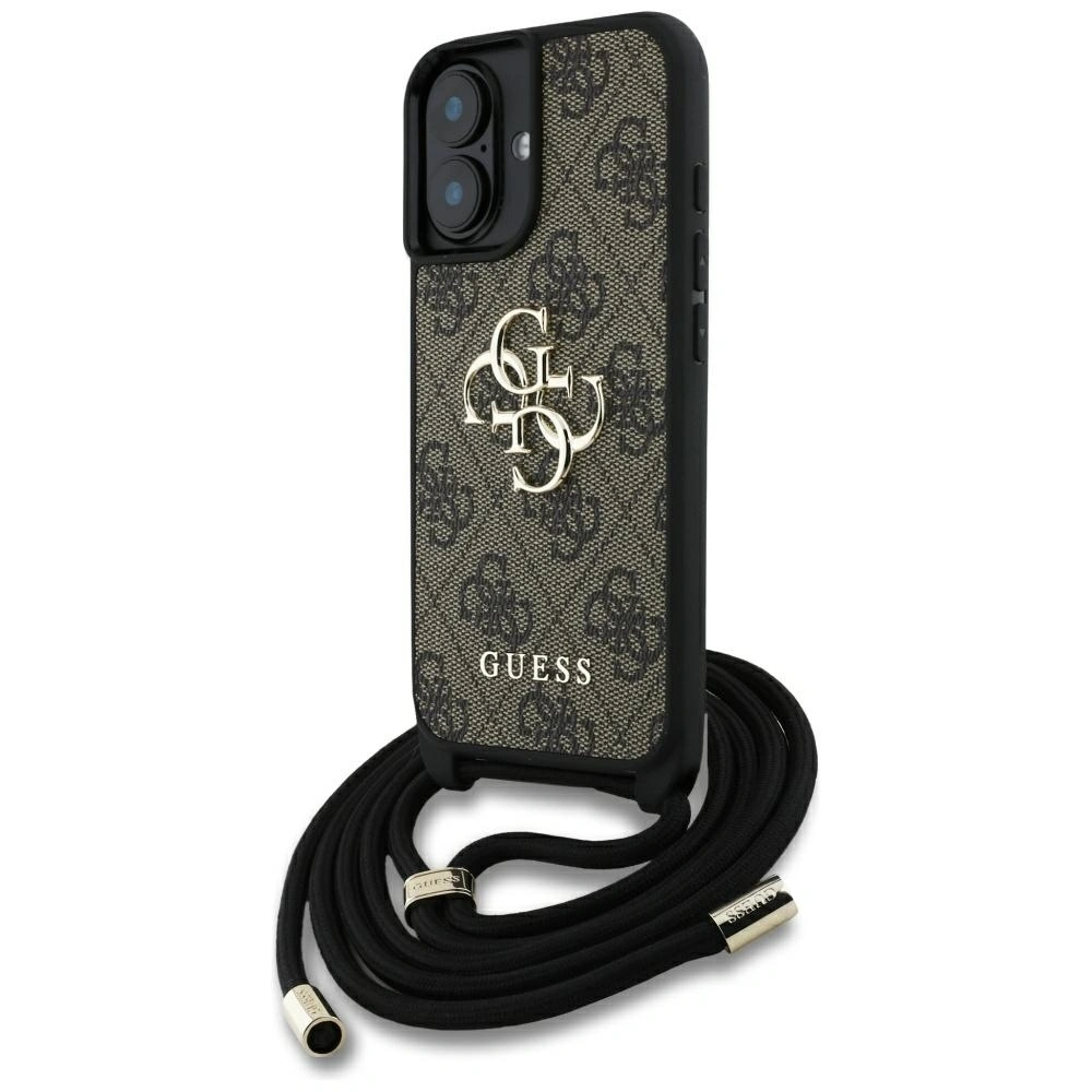 Etui Guess 4G Big Logo Cord Stap Crossbody do Apple iPhone 16 brązowy