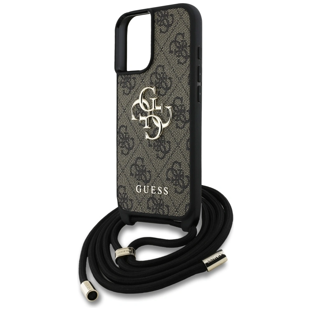 Etui Guess 4G Big Logo Cord Stap Crossbody do Apple iPhone 16 brązowy
